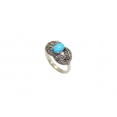 Handmade Designer Ring 925 Sterling Silver Turquoise & Marcasite Stones P 475